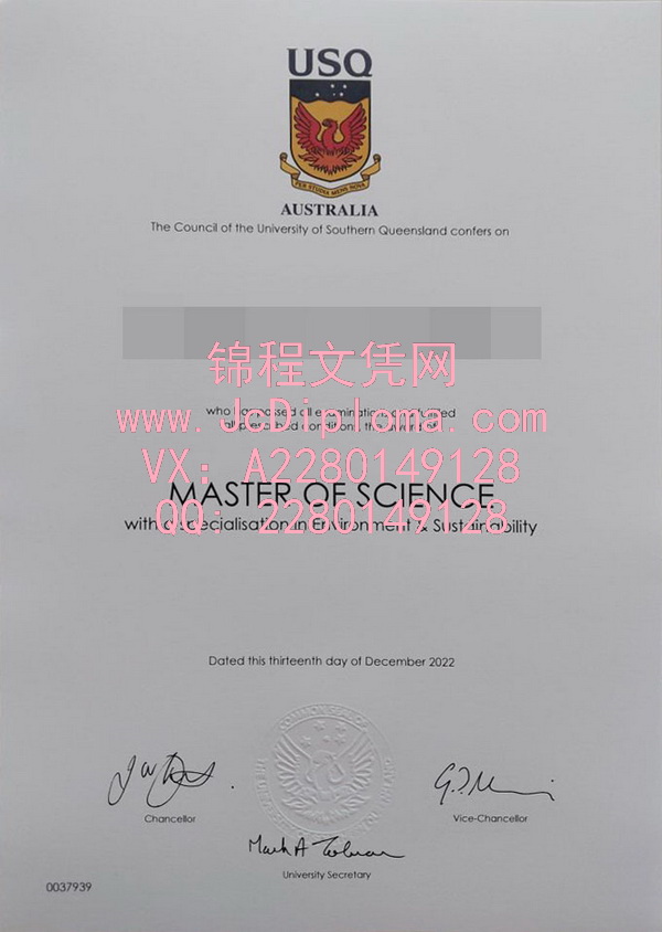 南昆士兰大学硕士文凭样本|南昆士兰大学毕业证购买|购买南昆士兰大学硕士高仿文凭