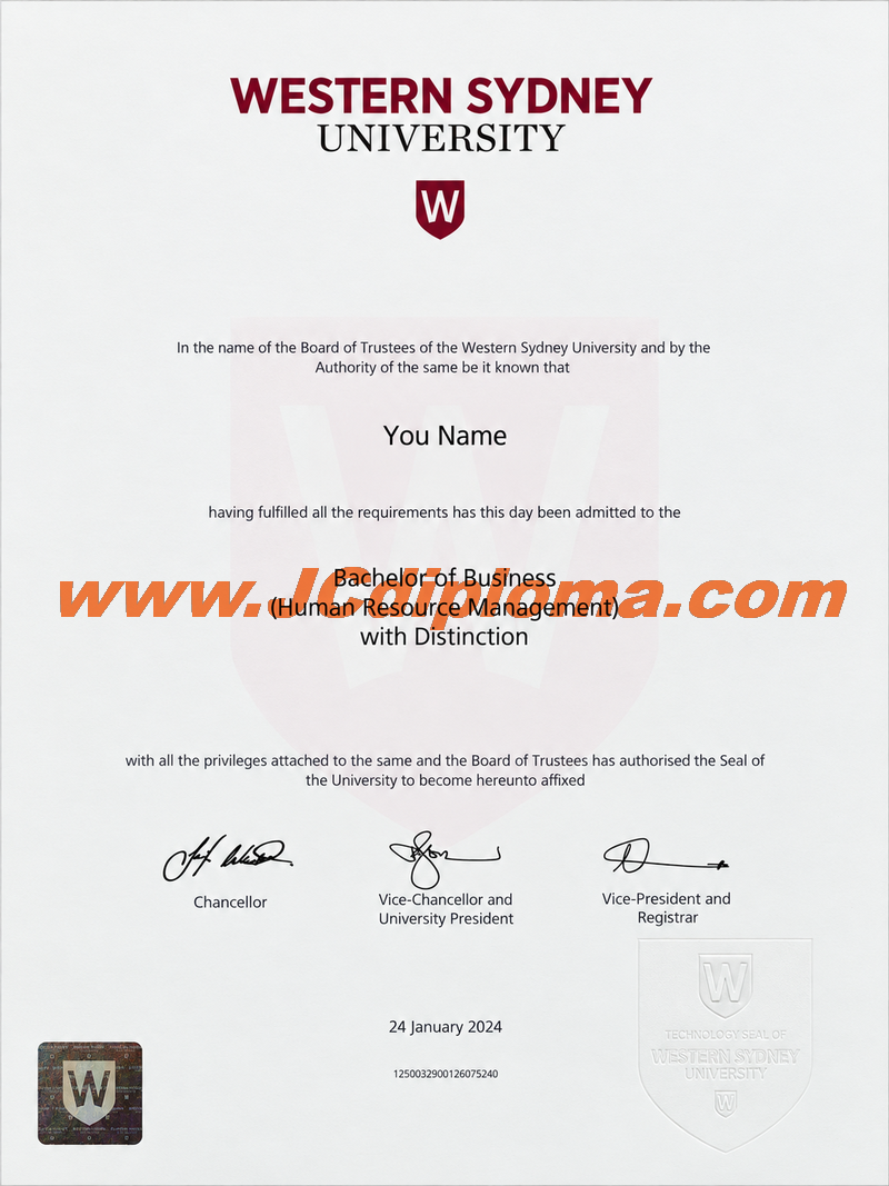 西悉尼大学WSU文凭定制样本Western Sydney University