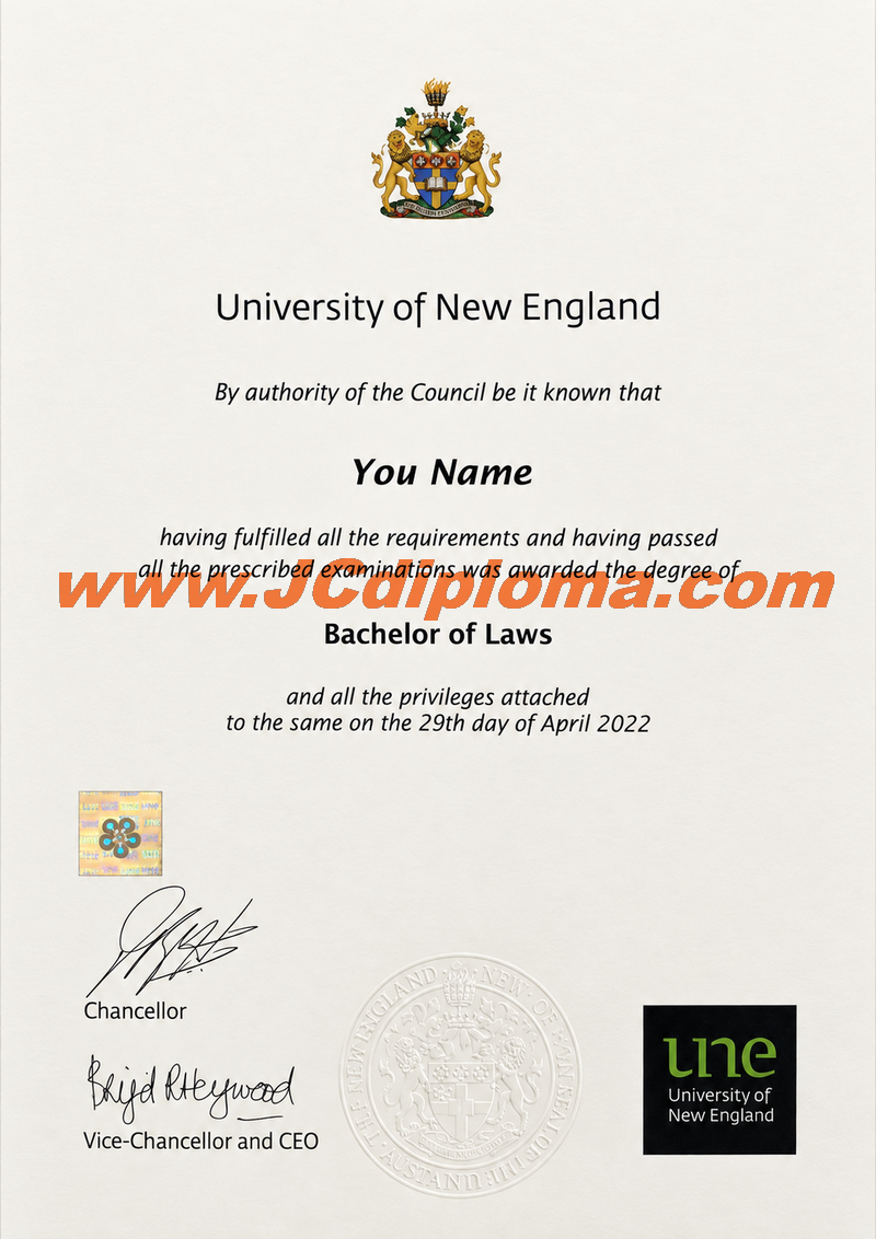 新英格兰大学UNE定制文凭样本University of New England