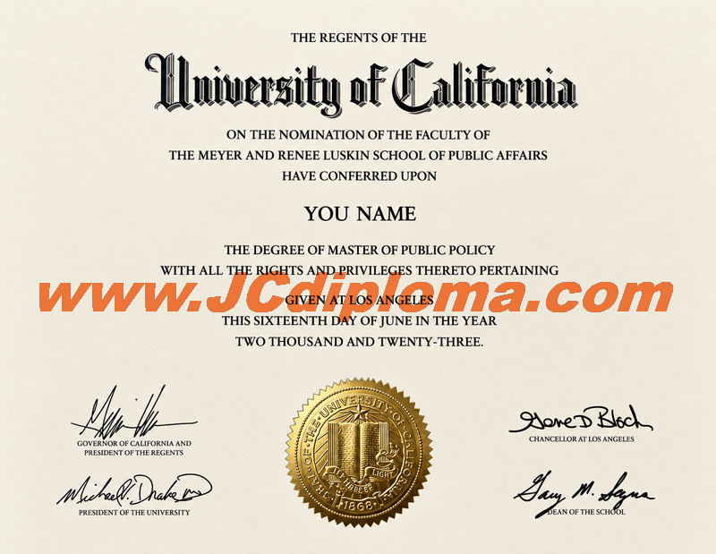 加州大学洛杉矶分校UCLA定制文凭样本University of California, Los Angeles