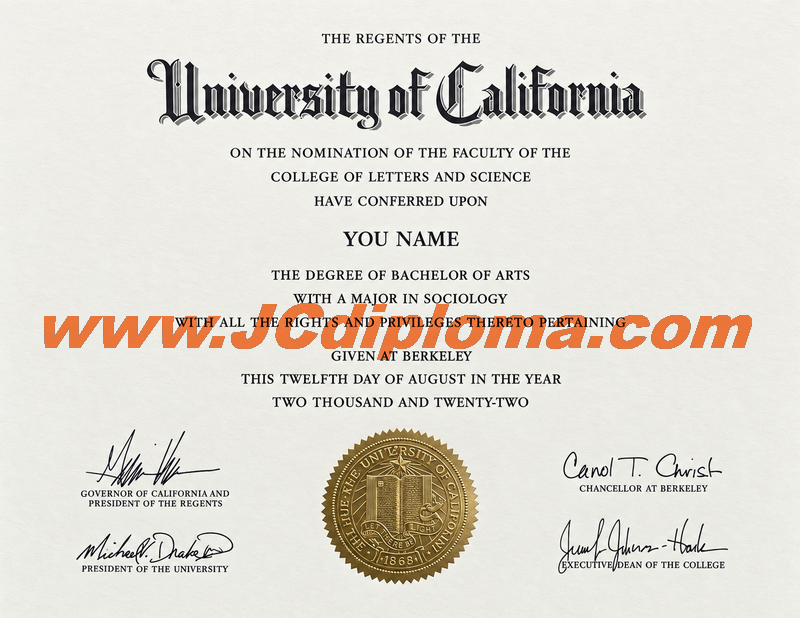 加州大学伯克利分校UCB定制文凭样本University of California, Berkeley