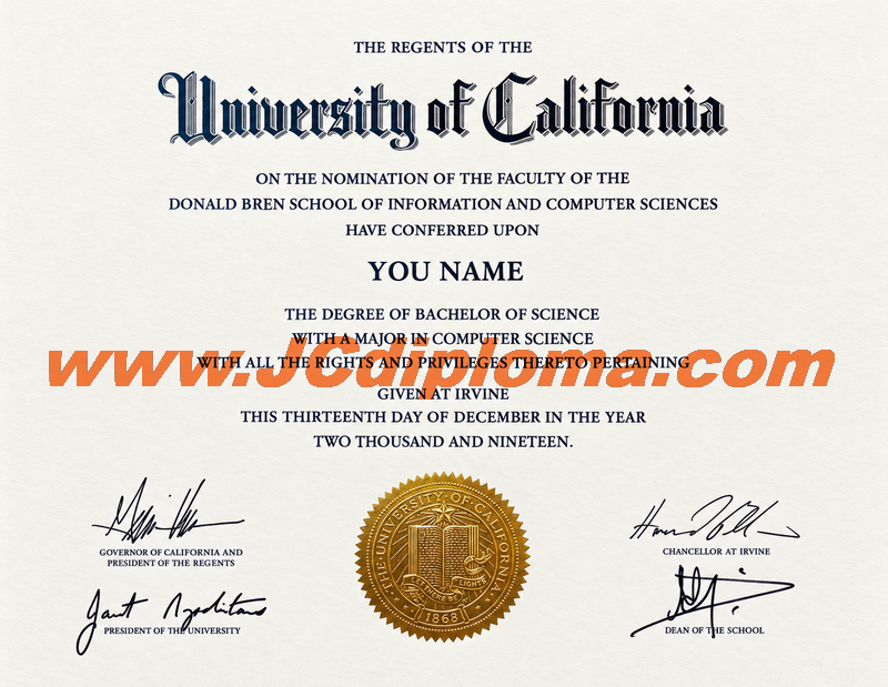 加州大学尔湾分校UCI定制文凭样本University of California, Irvine
