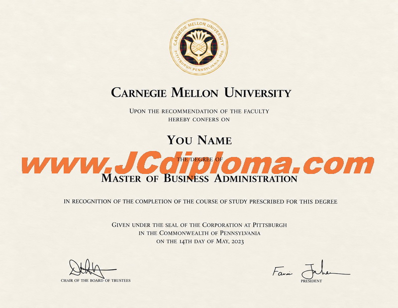 卡内基梅隆大学定制文凭样本Carnegie Mellon University