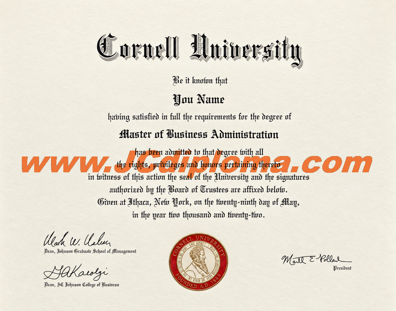 康奈尔大学定制文凭样本Cornell University