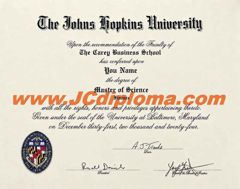 约翰斯·霍普金斯大学定制文凭样本Johns Hopkins University