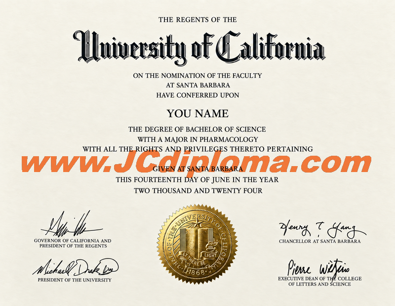 加州大学圣塔芭芭拉分校定制文凭样本University of California, Santa Barbara