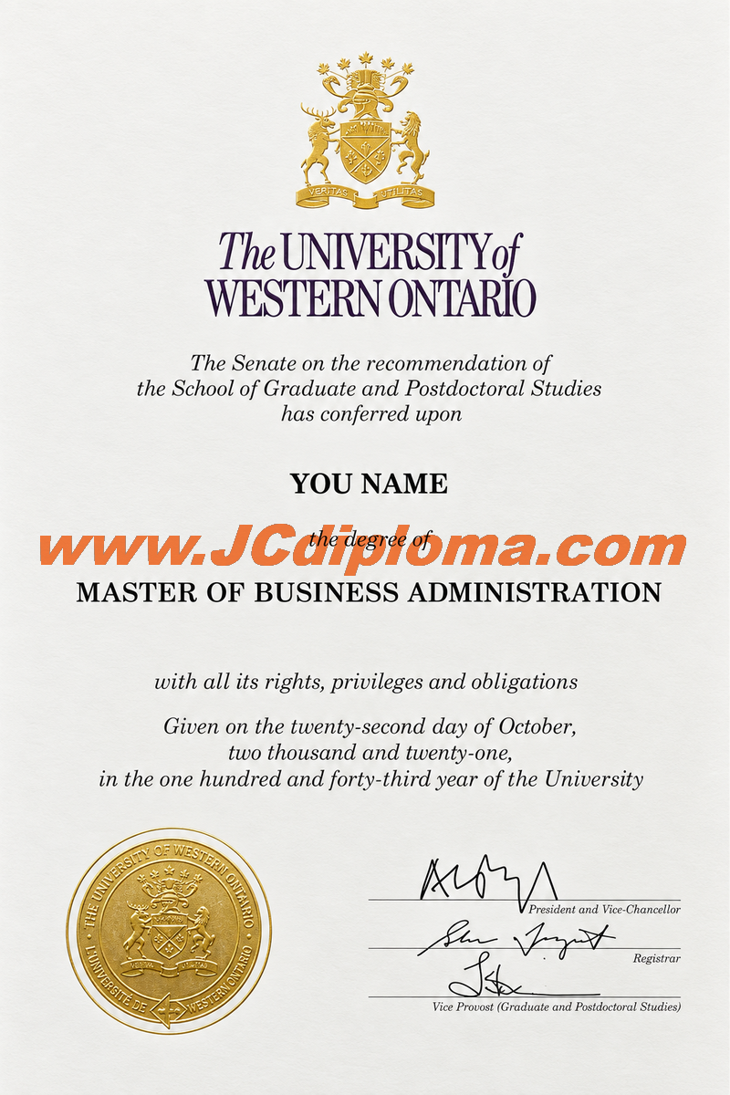 西部大学定制文凭样本Western University