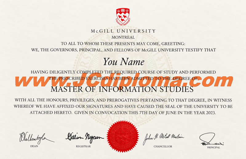 麦吉尔大学定制文凭样本McGill University