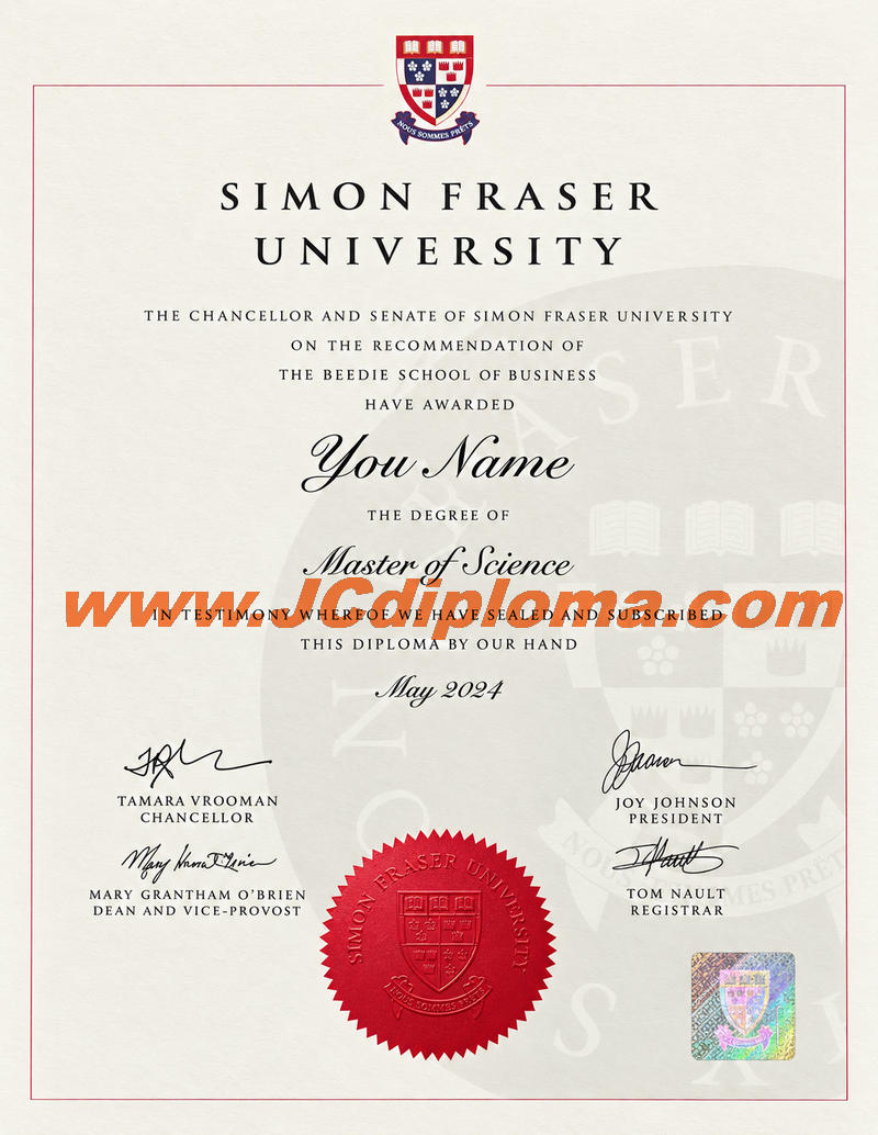 西蒙菲莎大学定制文凭样本Simon Fraser University