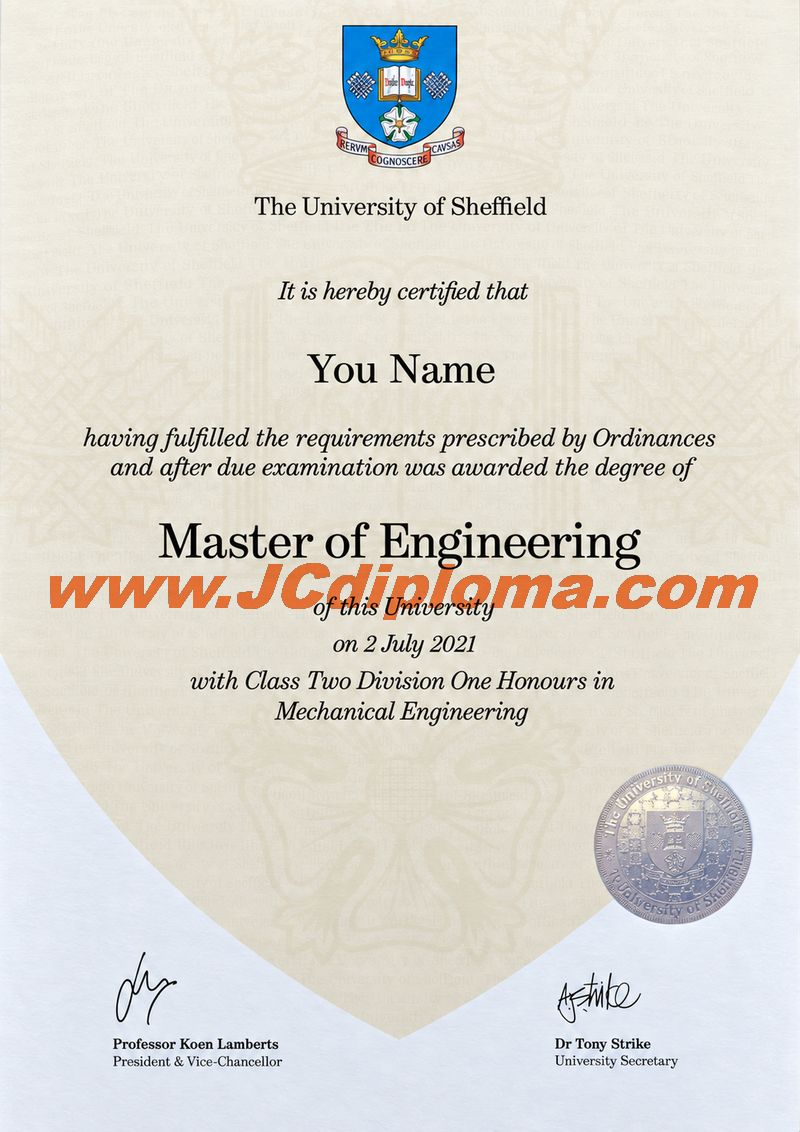 谢菲尔德大学定制文凭样本University of Sheffield
