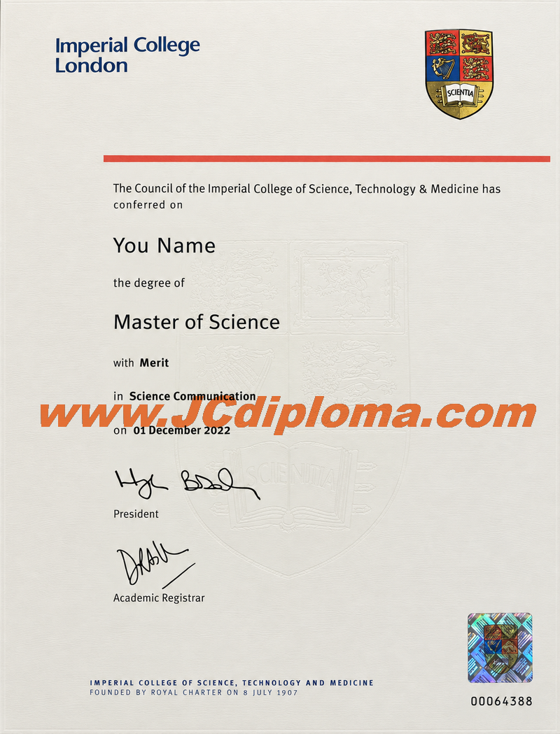 帝国理工学院定制文凭样本Imperial College London