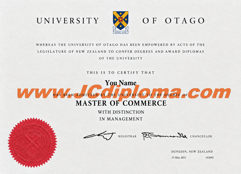 奥塔哥大学定制文凭样本University of Otago