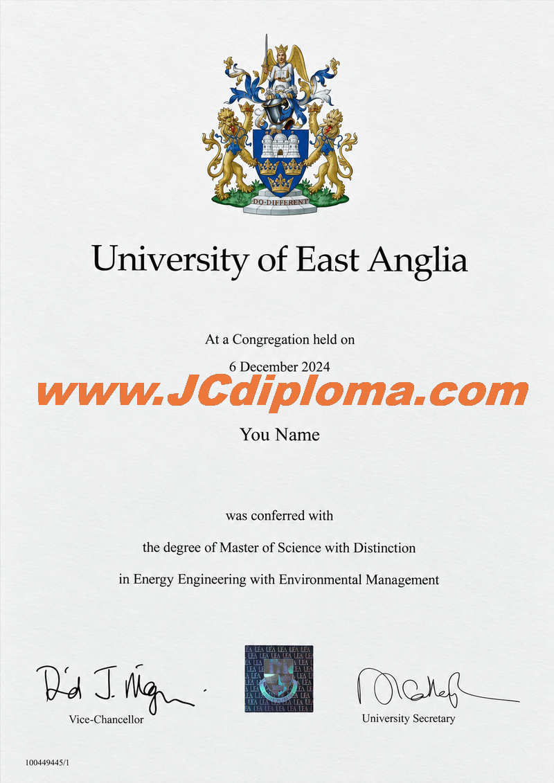 东英吉利大学定制文凭样本University of East Anglia