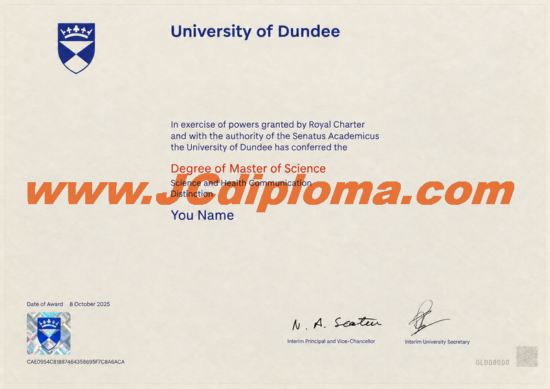 邓迪大学定制文凭样本University of Dundee