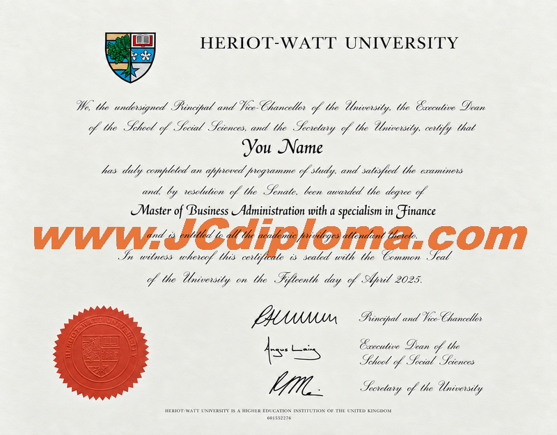 赫瑞瓦特大学定制文凭样本Heriot-Watt University