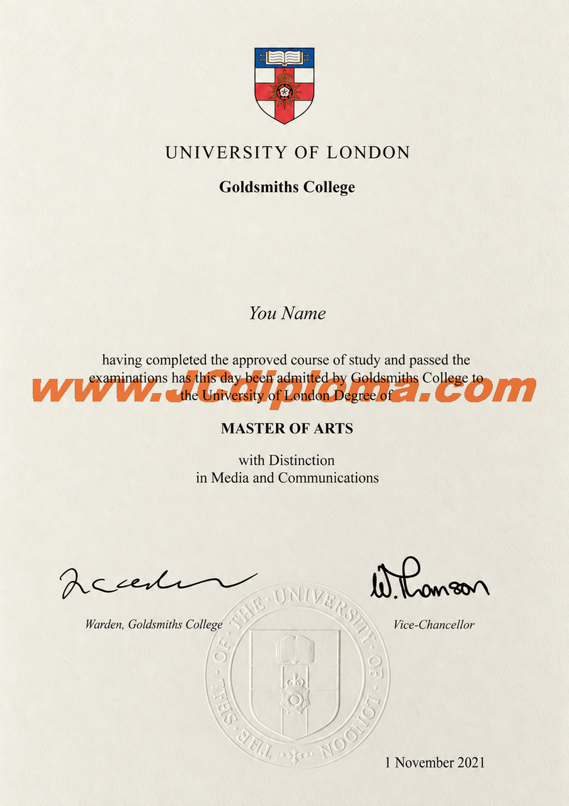 伦敦大学金史密斯学院定制文凭样本Goldsmiths, University of London