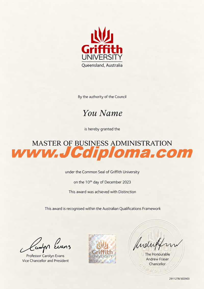 格里菲斯大学定制文凭样本Griffith University
