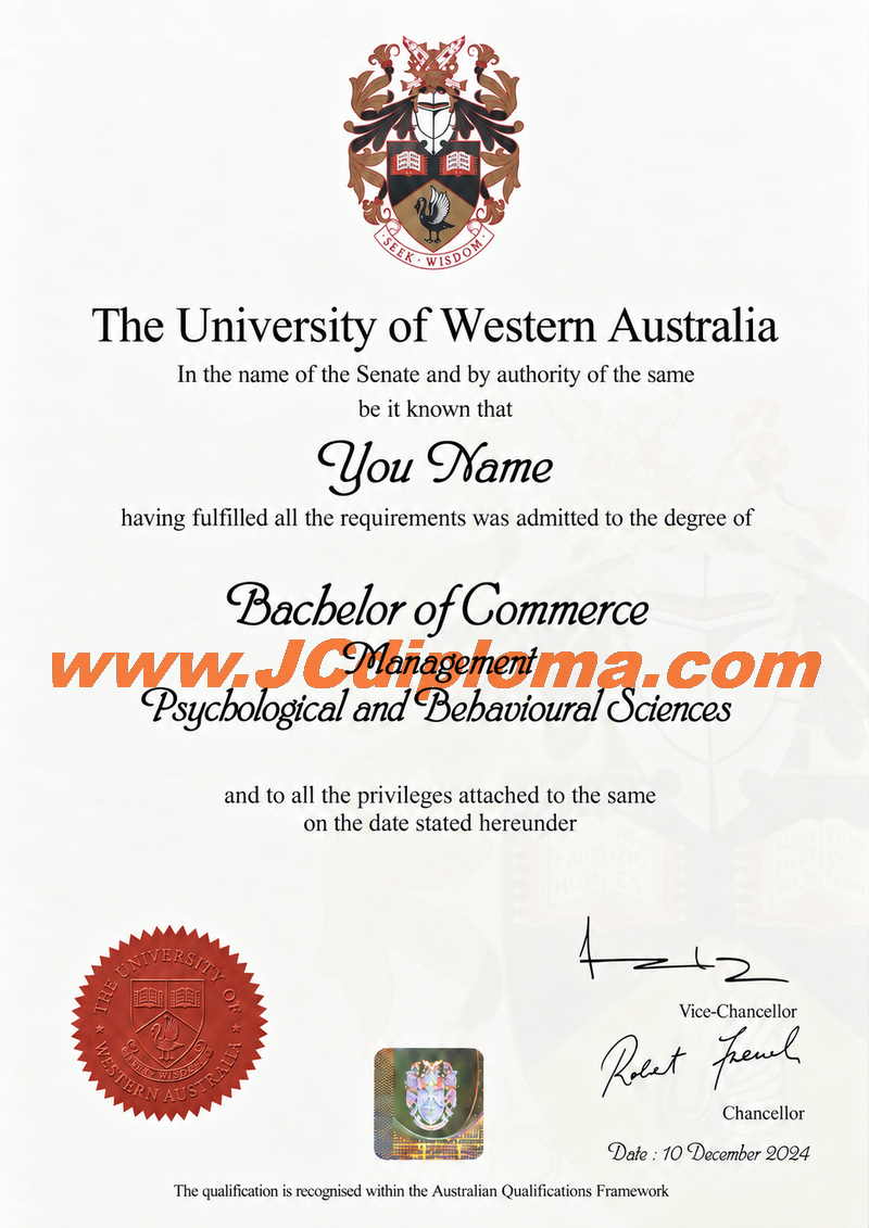 西澳大学定制文凭样本The University of Western Australia